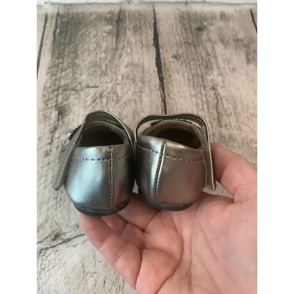 TEENY TOES Girl’s Mary Jane Pewter Shoes / Size: 1W Baby